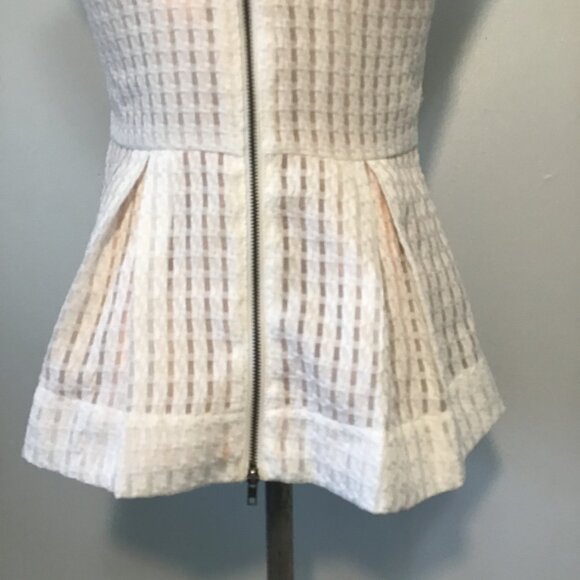Maeve Basket Weave Peplum Pleated Sleeveless Halter Top  Size 4 - Picture 5 of 12